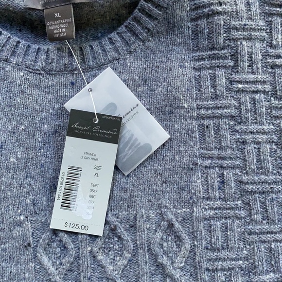 DANIEL CREMIEUX Gray Heather SPECKLED Merino Wool Crew Neck Sweater - Picture 7 of 7